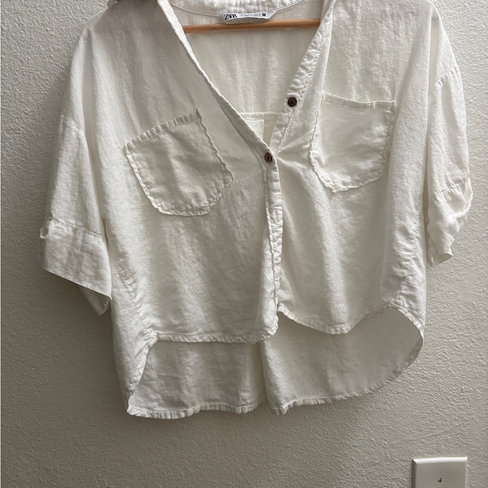 Zara Cream Button-Down Shirt